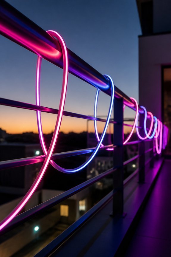 bold neon balcony lighting