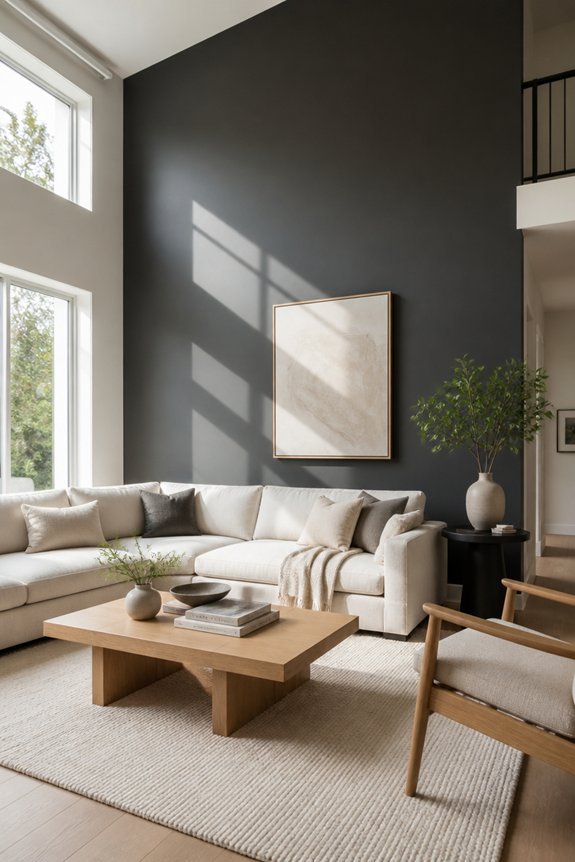 charcoal gray enhances bright rooms