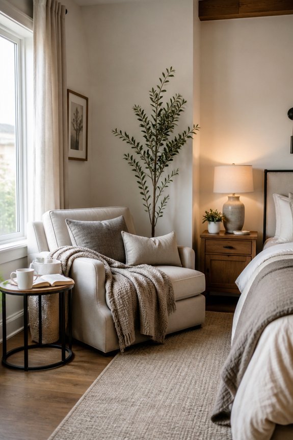 cozy bedroom seating area