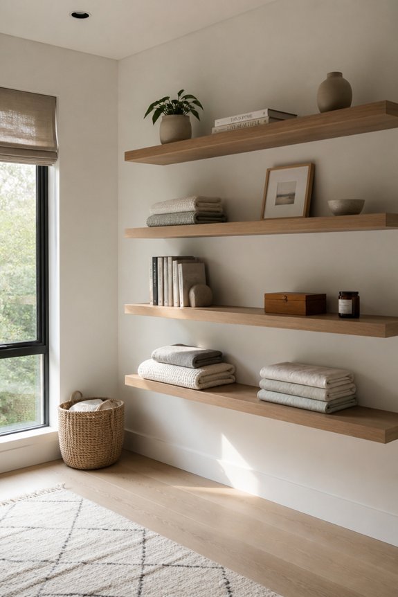 floating shelves maximize space