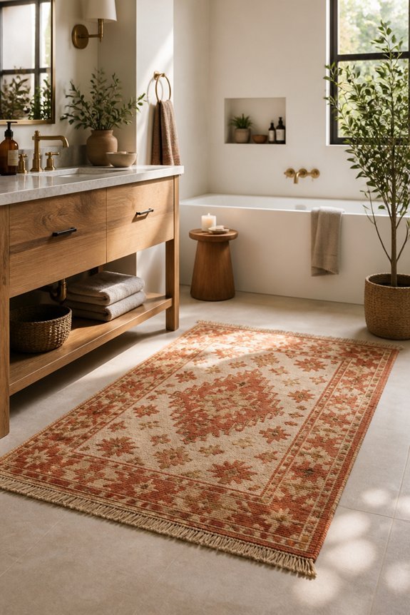 functional boho style bathroom rugs