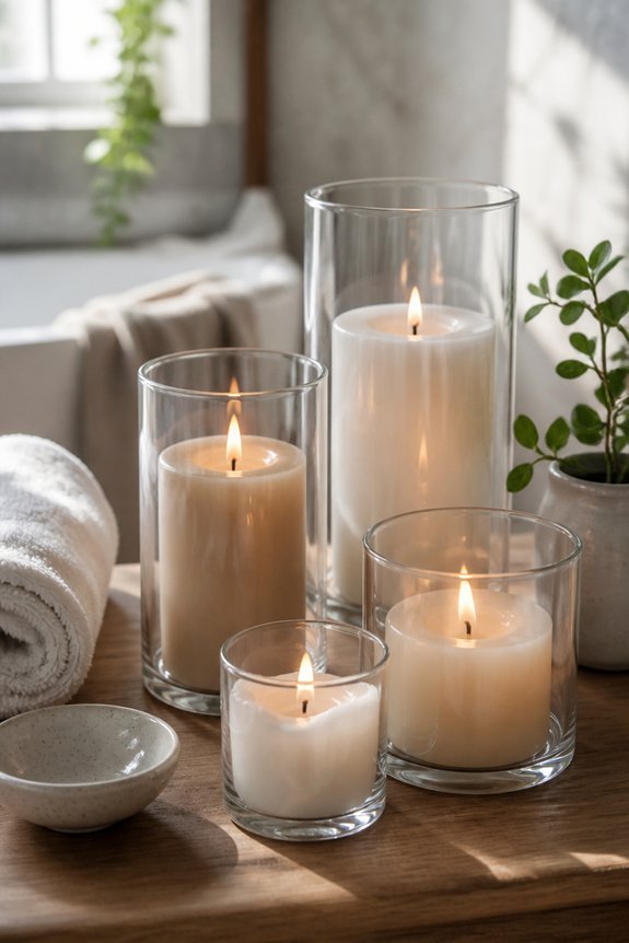 layered candle lighting arrangement