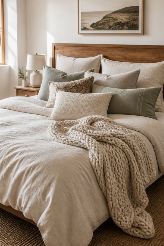 layered pillows and blankets