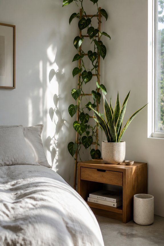 minimalist bedroom plant benefits