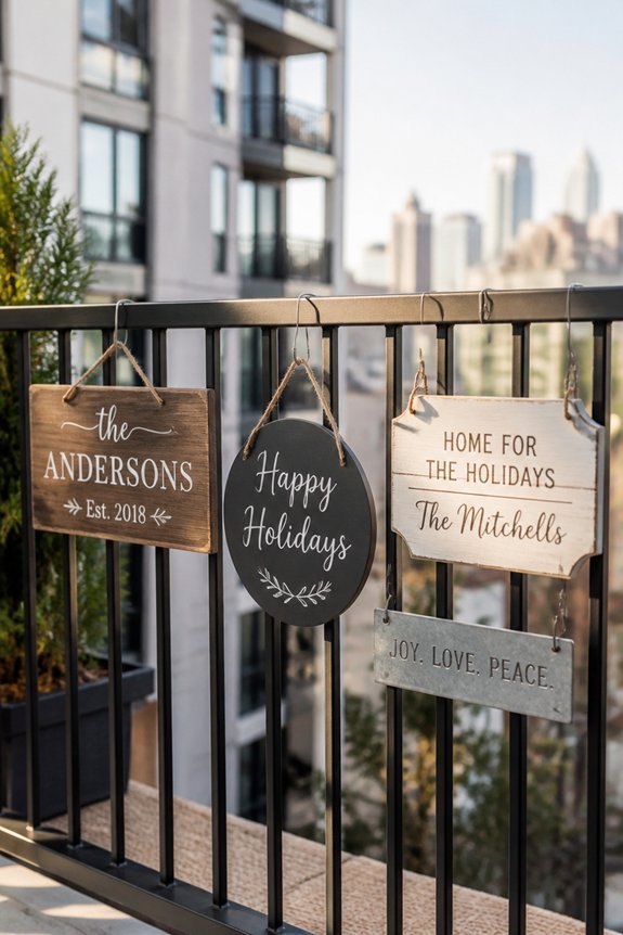 personalized seasonal balcony signs
