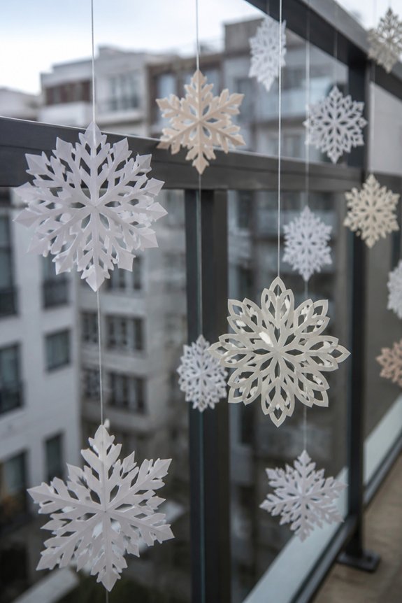 temporary balcony snowflake decorations