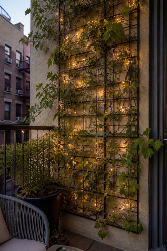 vertical greenery with lights