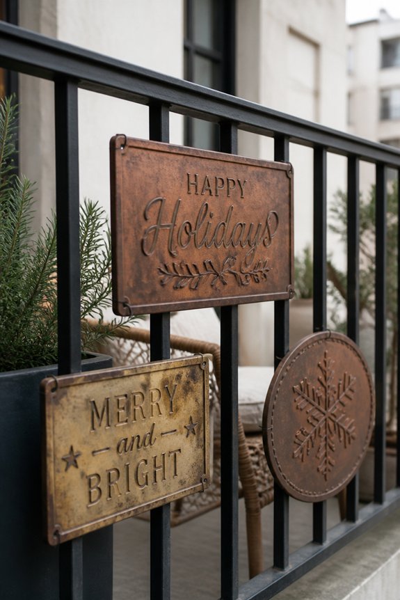 vintage metal balcony signs