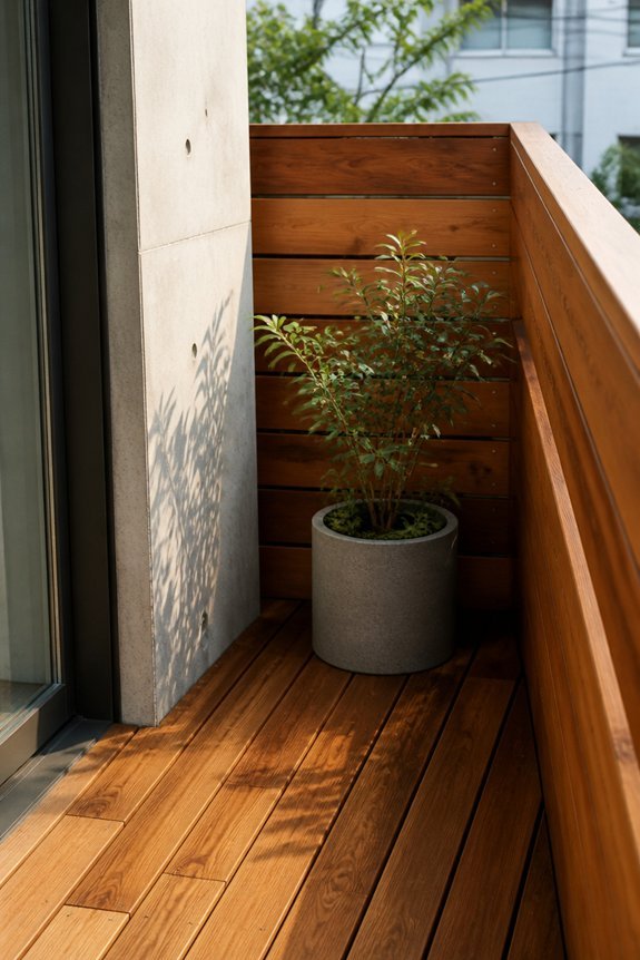 warm wood enhances balconies