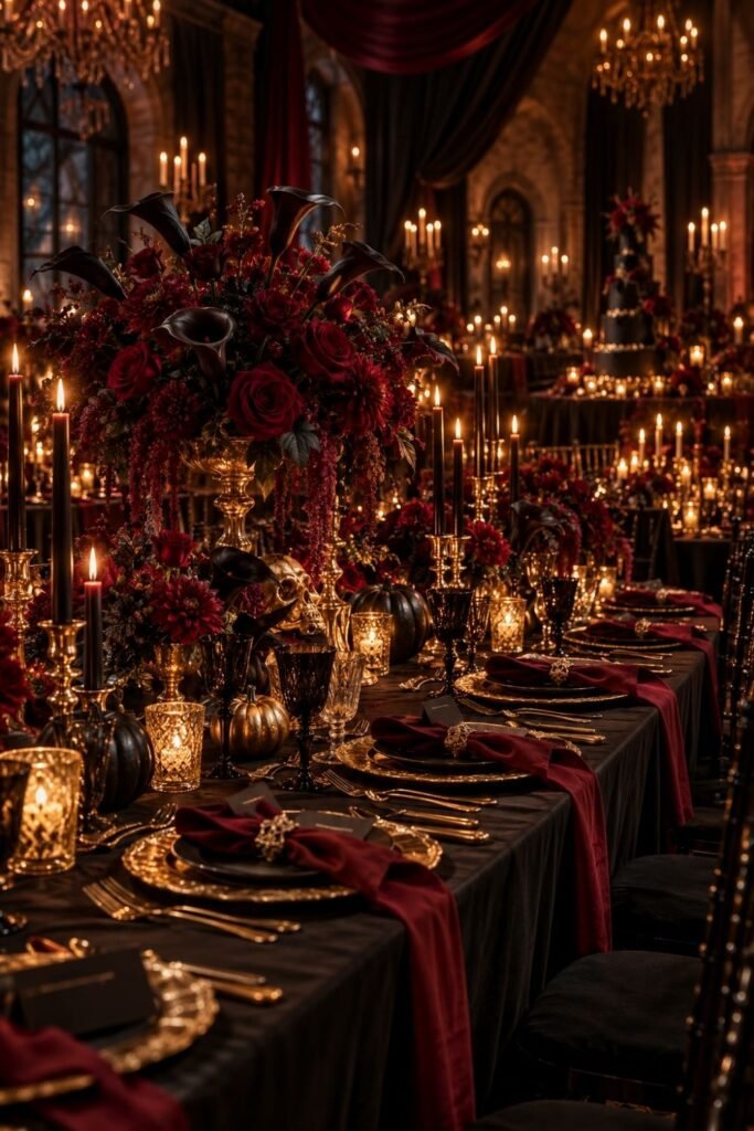 Black, Burgundy, and Gold Decoration Schemes
