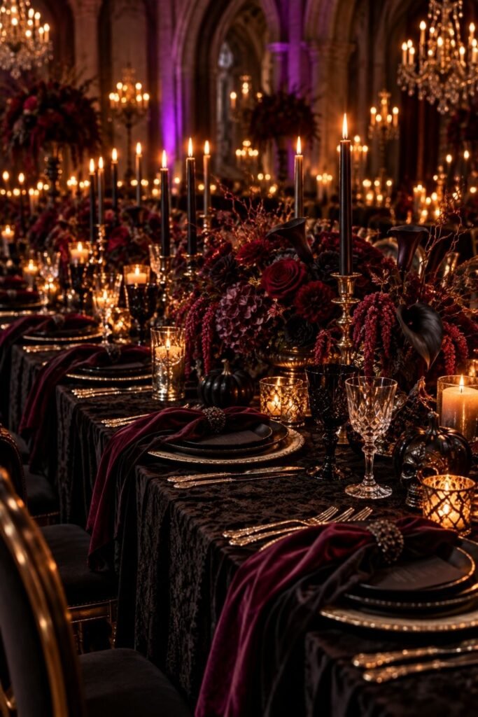Black Velvet Linens and Table Settings