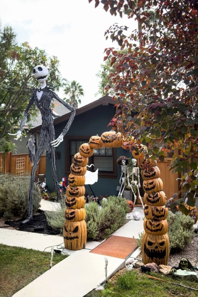 Build a Pumpkin Arch With a Giant Skeleton