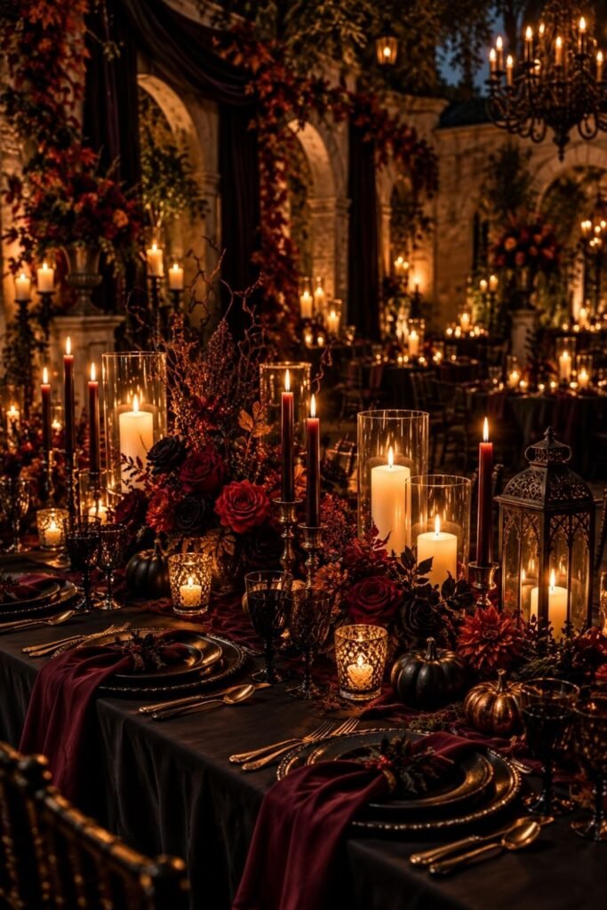 Candlelit Halloween Wedding Décor