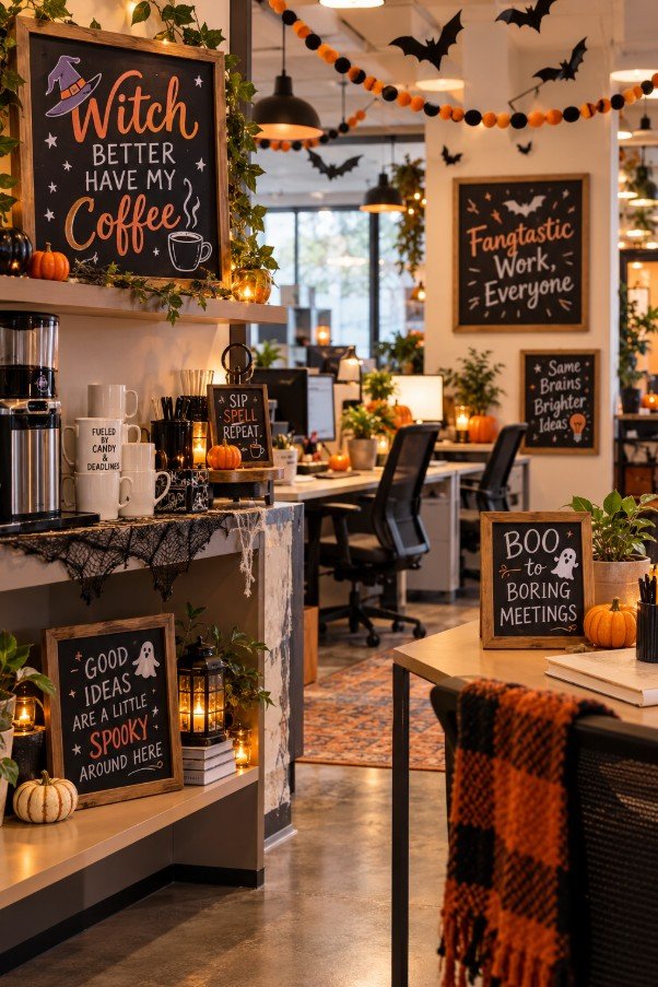 Chalkboard Signs With Witty Halloween Quotes