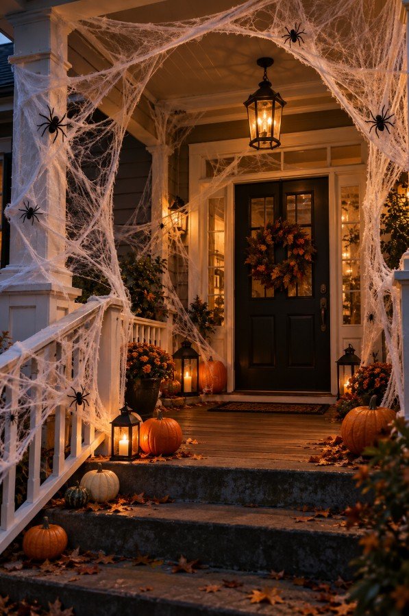 Cotton Cobweb Garland Stretched Across Your Porch