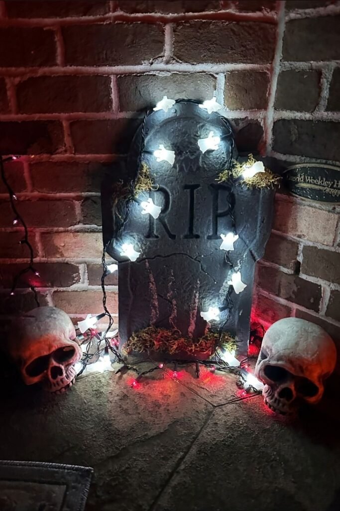 Create a Light-Up Grave Marker With Skulls