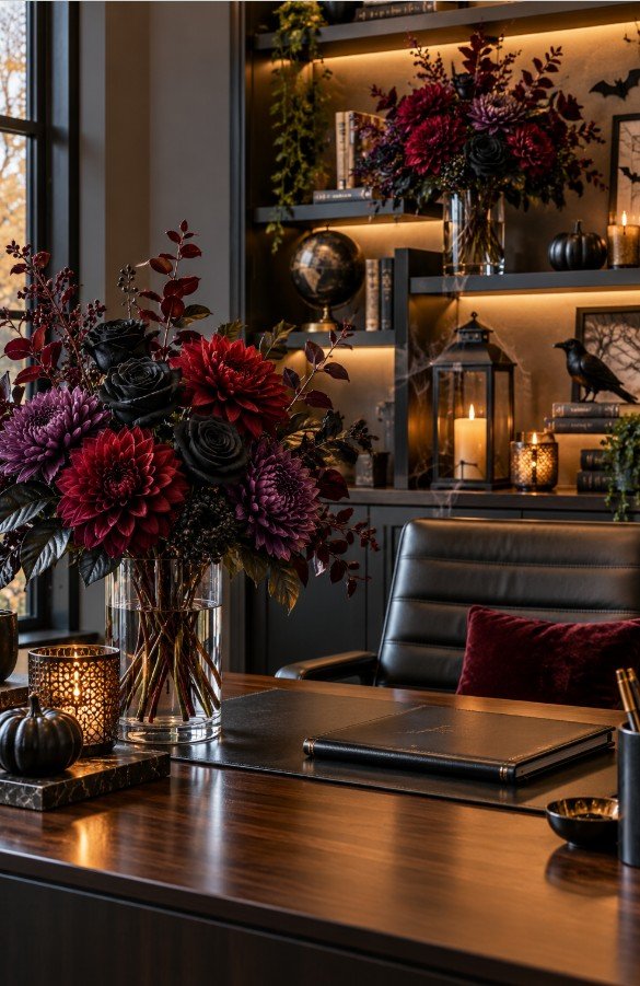 Dark-Stem Faux Flower Arrangements