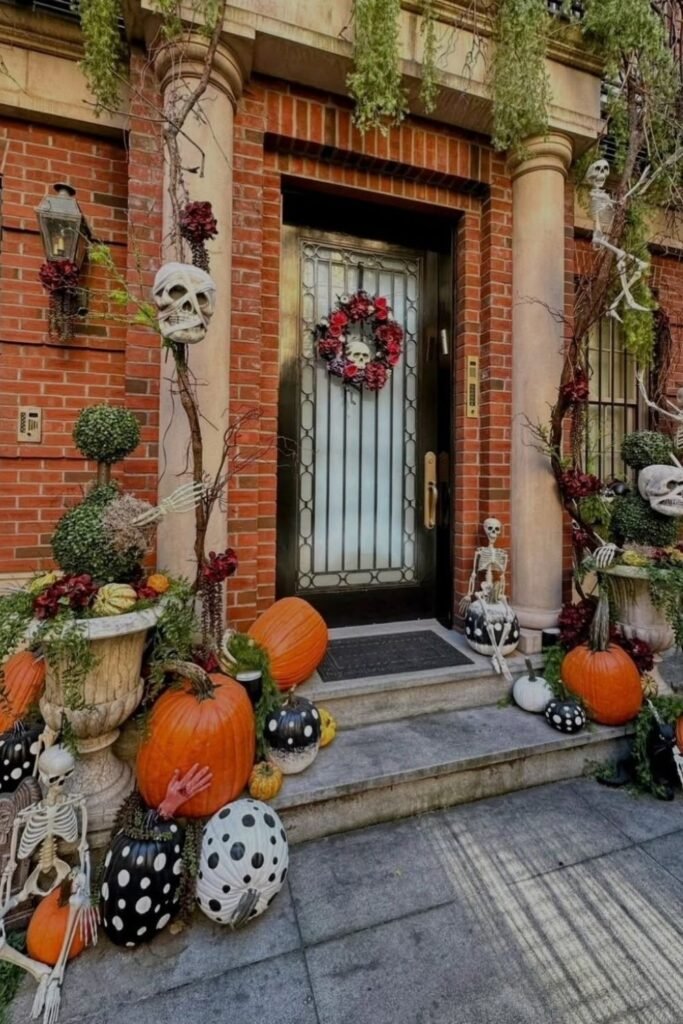 Decorate With Skeletons and Polka Dot Pumpkins