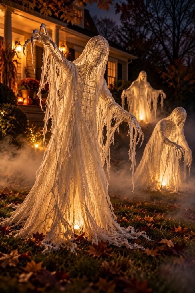 Wire-Frame Ghouls With Fabric Draping