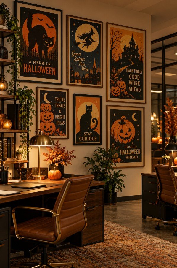 Framed Vintage Halloween Posters for Desks and Walls