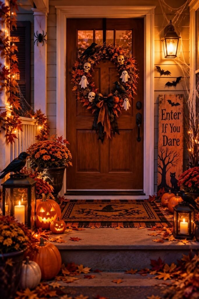 Haunted Door Wreaths and Entrance Signs