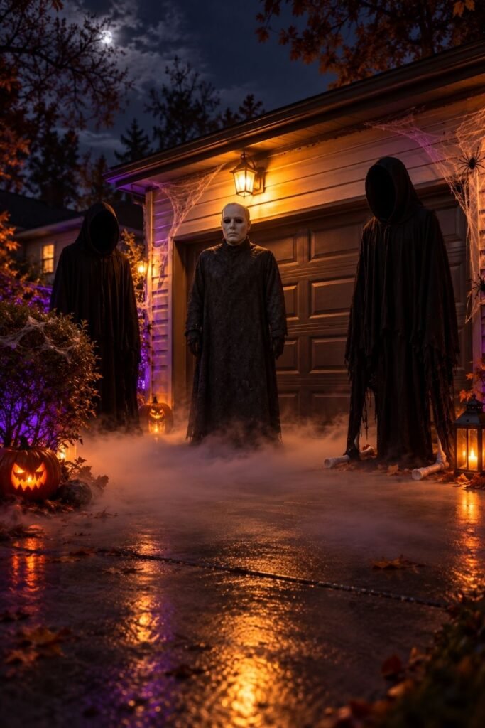 Hooded Figures and Masked Statues