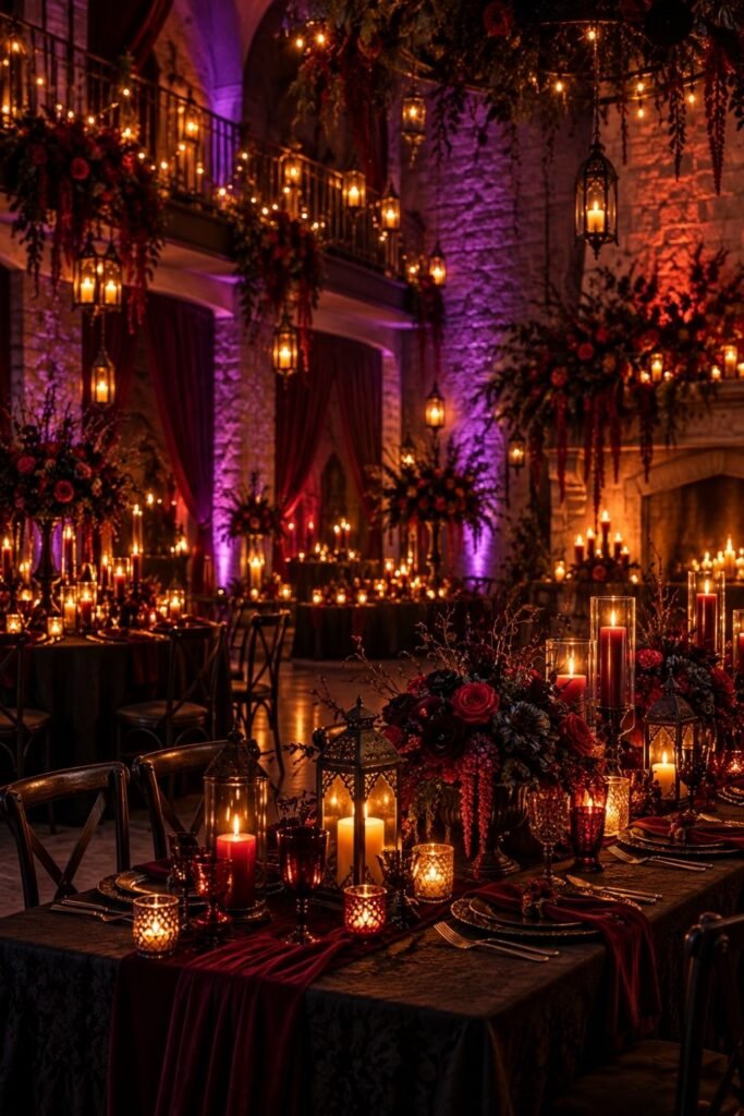 Moody Lighting in Amber, Purple, and Deep Red
