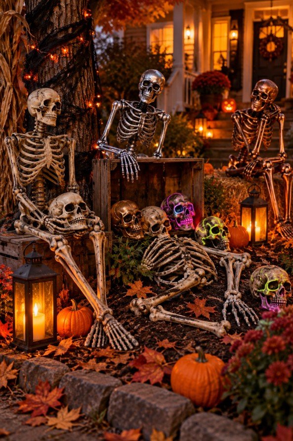 Painted Plastic Skeletons and Bone Decorations
