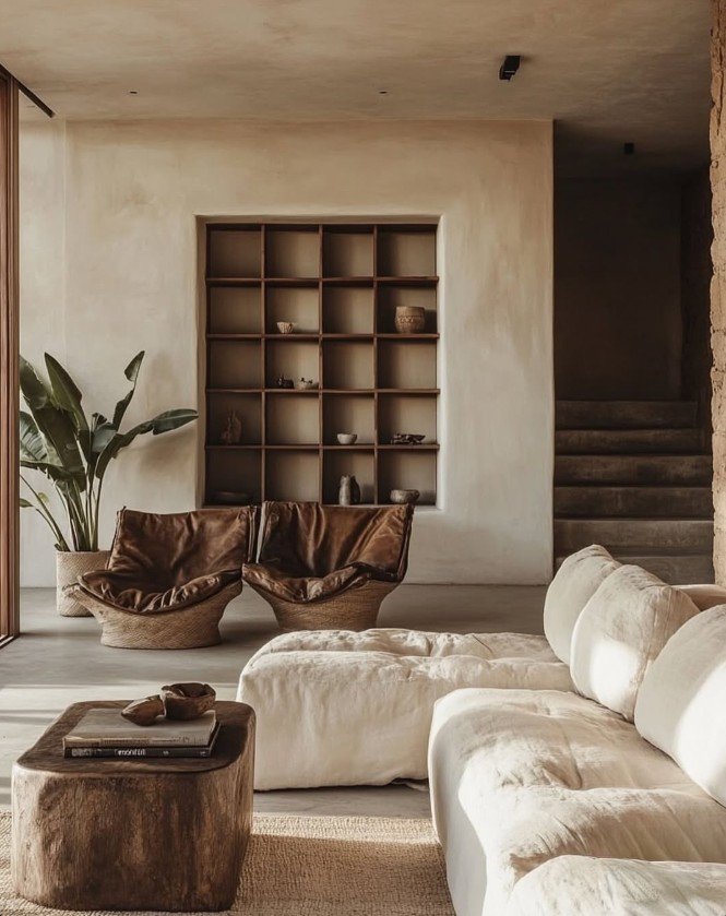 Pair Worn Leather With Linen