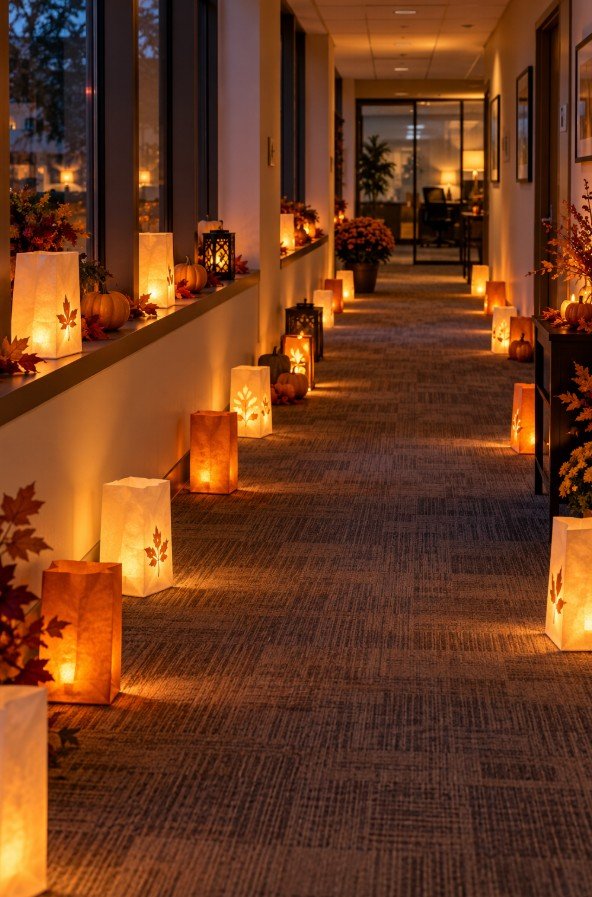 Paper Luminarias for Office Hallways