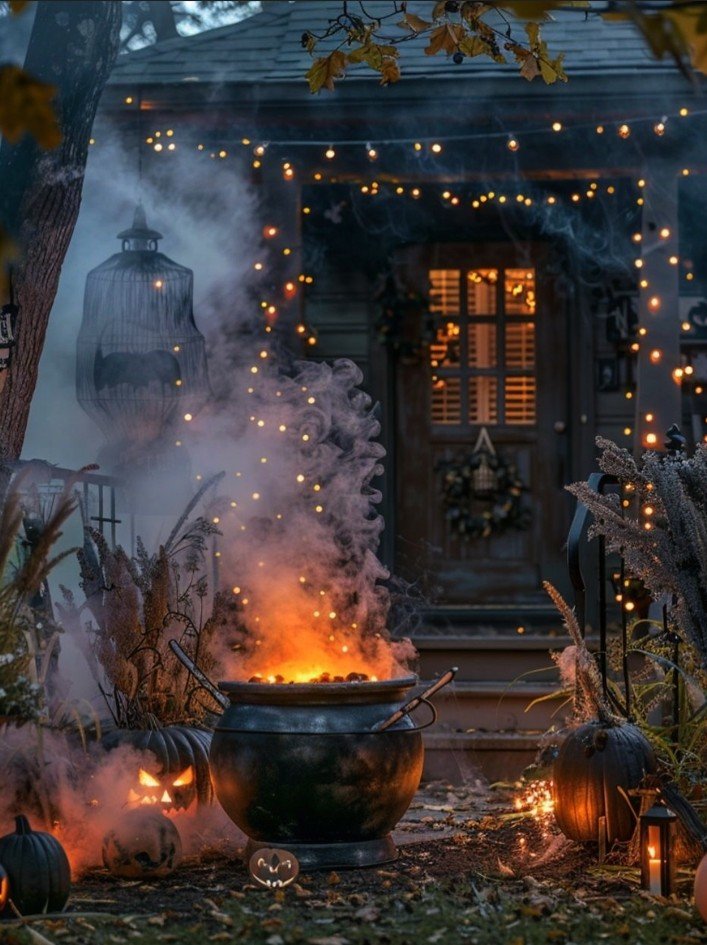 Set Up a Smoking Cauldron on Your Front Steps