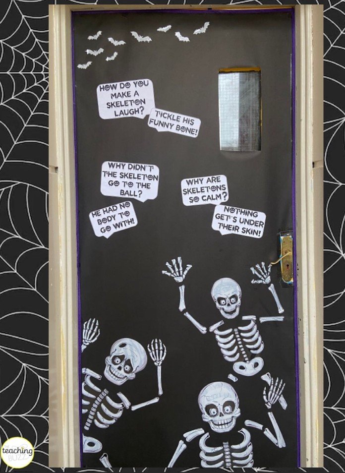 Skeleton Joke Door With Speech Bubbles