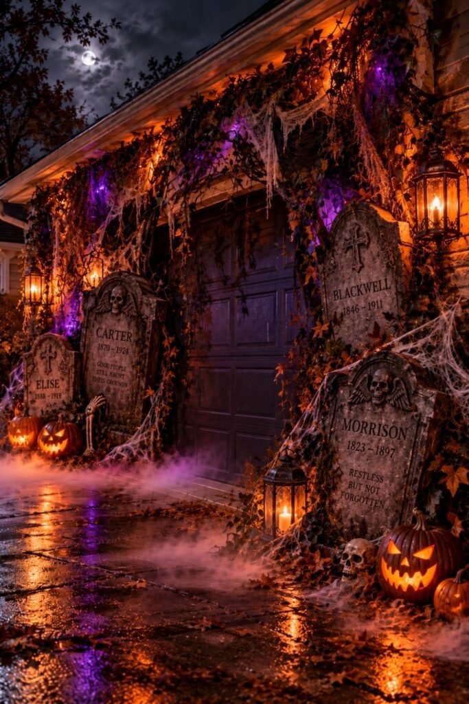 Tilted Tombstones Against Your Garage
