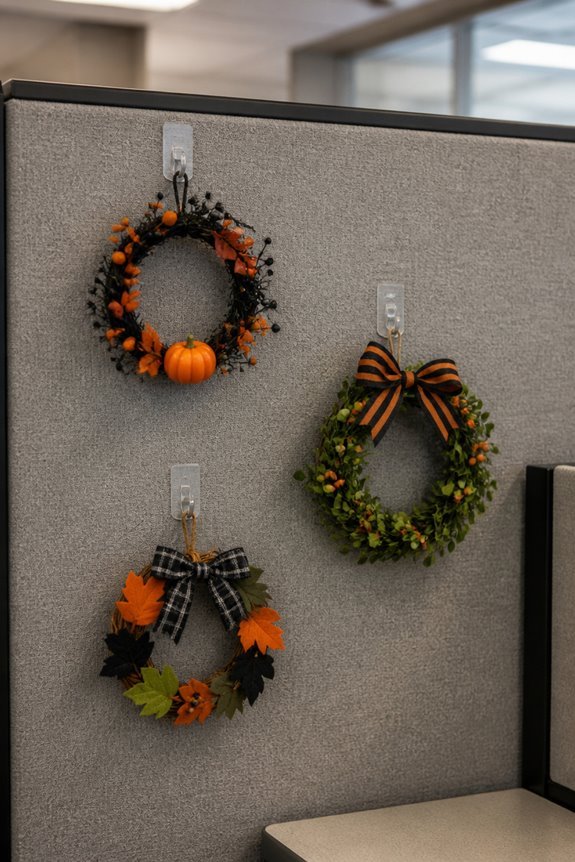 adhesive hooked cubicle wreaths