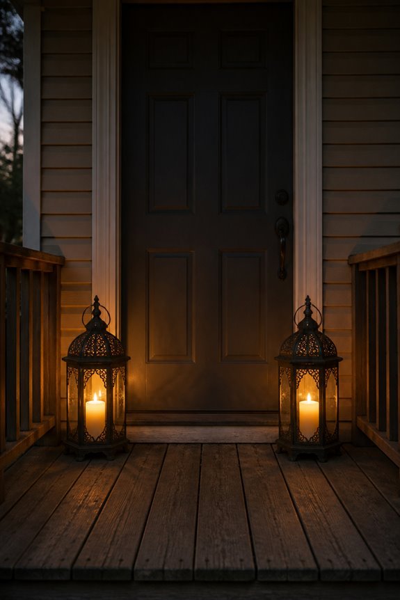 aged metal candlelit lanterns