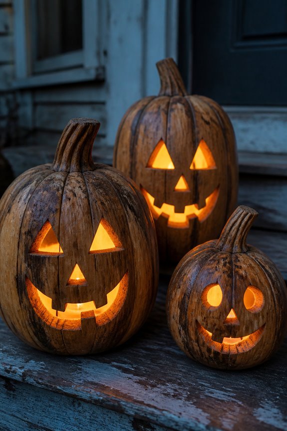 aged patina wooden pumpkins