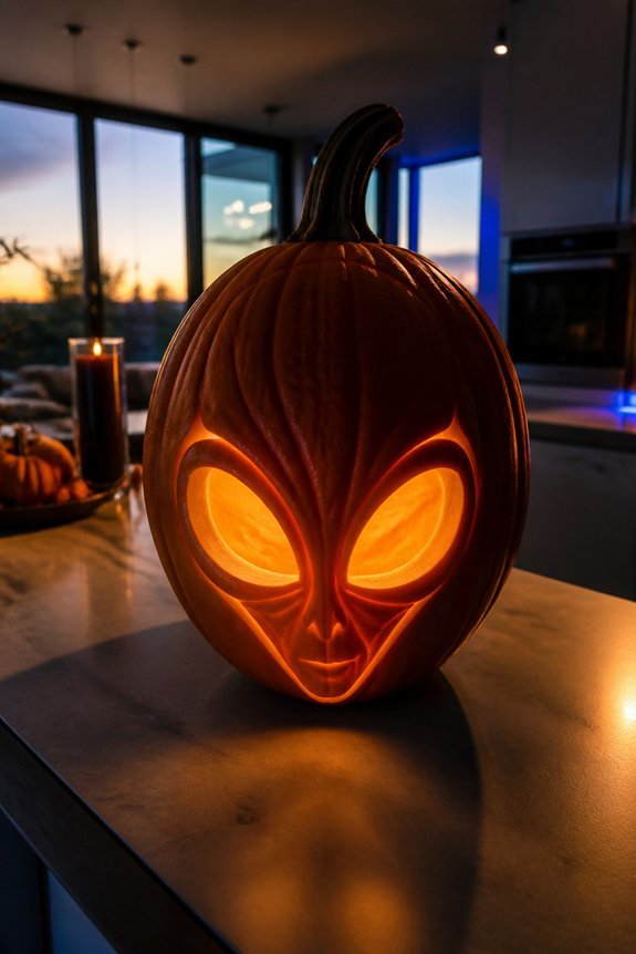 alien head pumpkin design