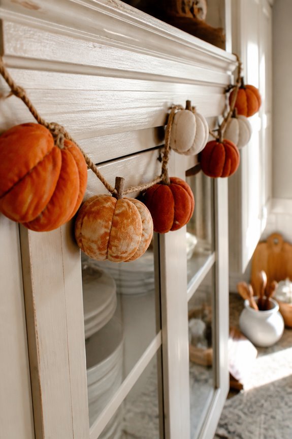 artificial pumpkin cabinet decorations