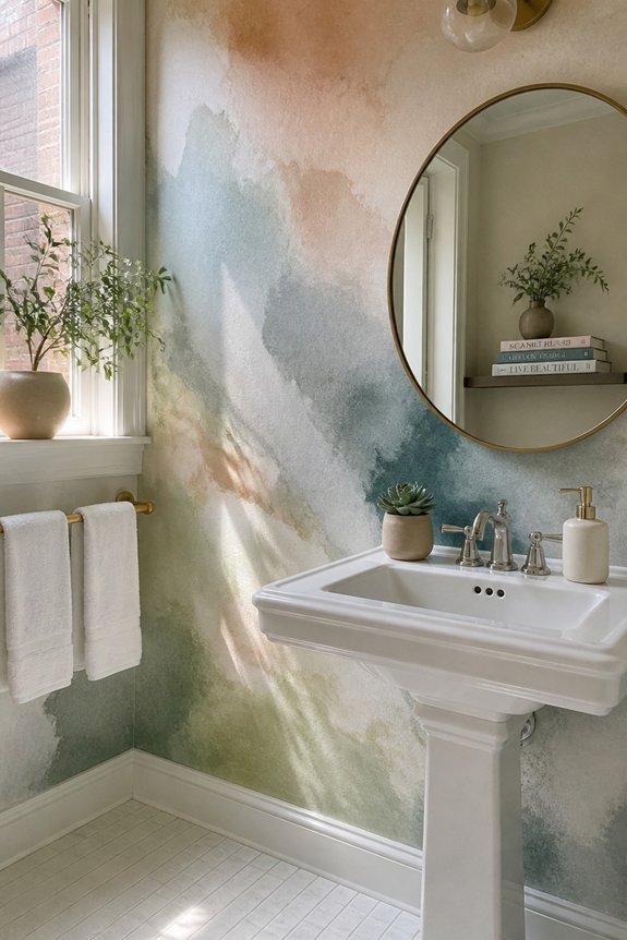 artistic watercolor bathroom transformation