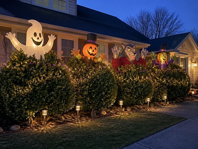 attach inflatables to shrubs
