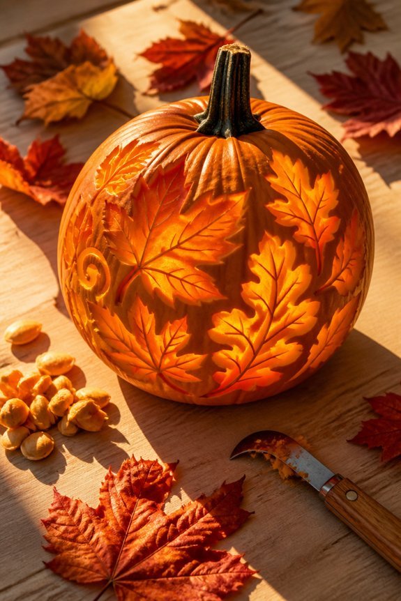 autumn leaves pumpkin carving