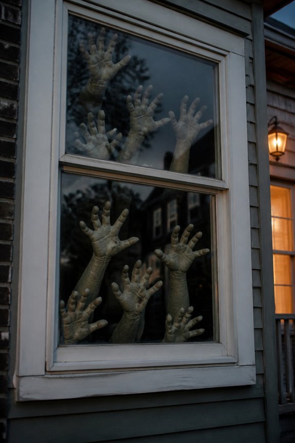 backlit zombie hand silhouette