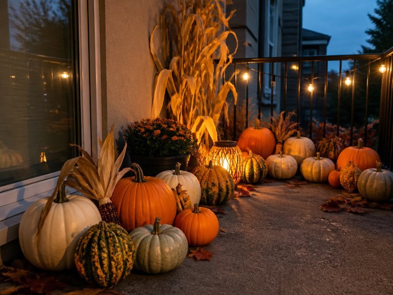 balanced pumpkin display arrangements