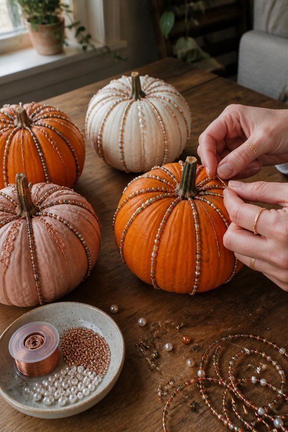 beads directly on pumpkins