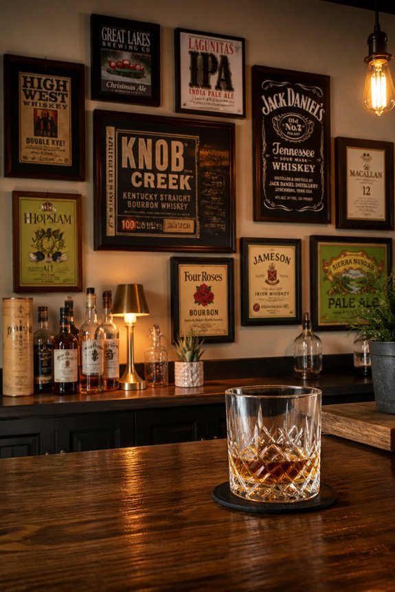 beverage label wall art