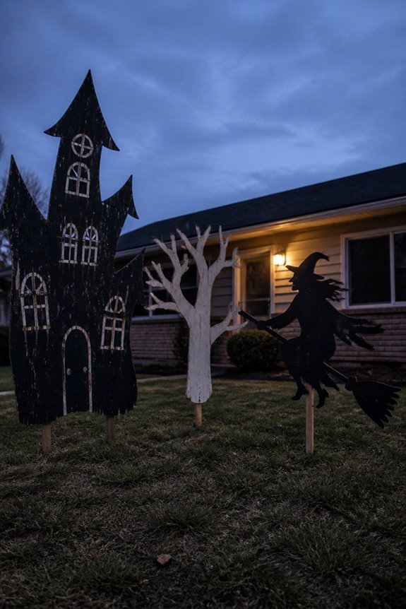 black cardboard silhouette mansions