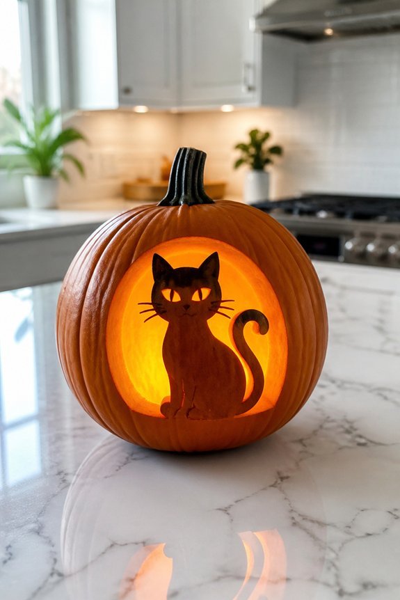 black cat pumpkin carving