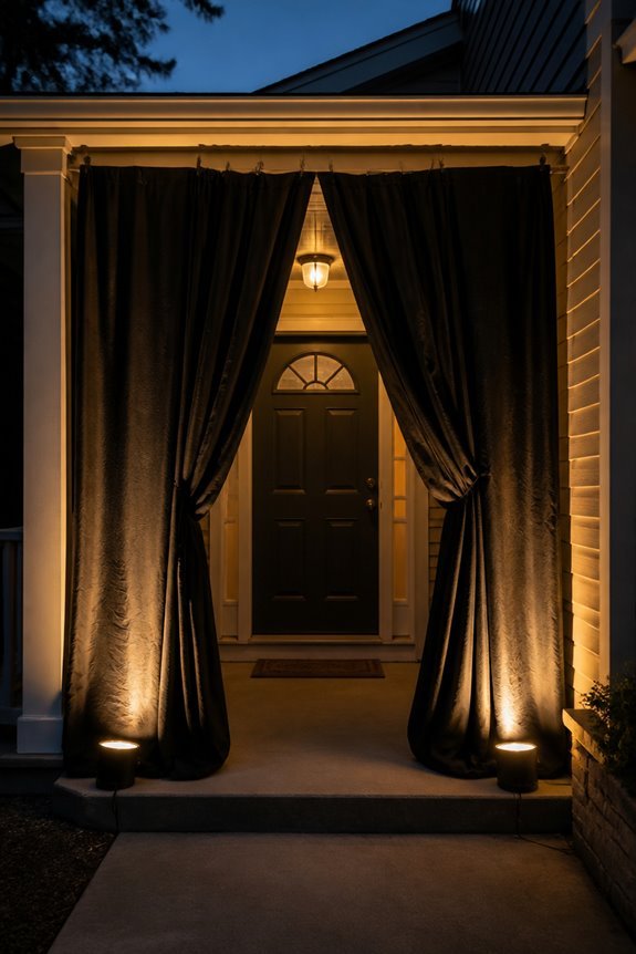 black fabric and uplighting