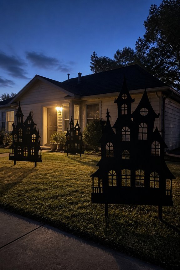 black mansion silhouette cutouts