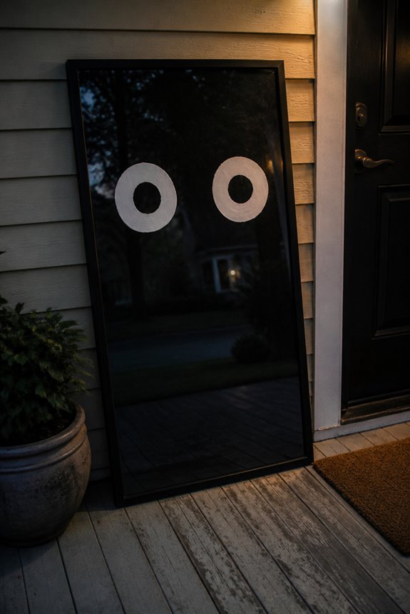 black mirror with eyes